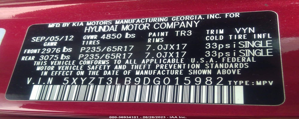 5XYZT3LB9DG015982 2013 HYUNDAI SANTA FE photo no. 9