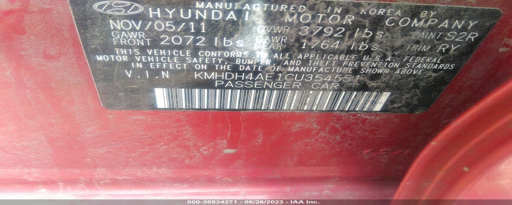 KMHDH4AE1CU354551 2012 HYUNDAI ELANTRA photo no. 9