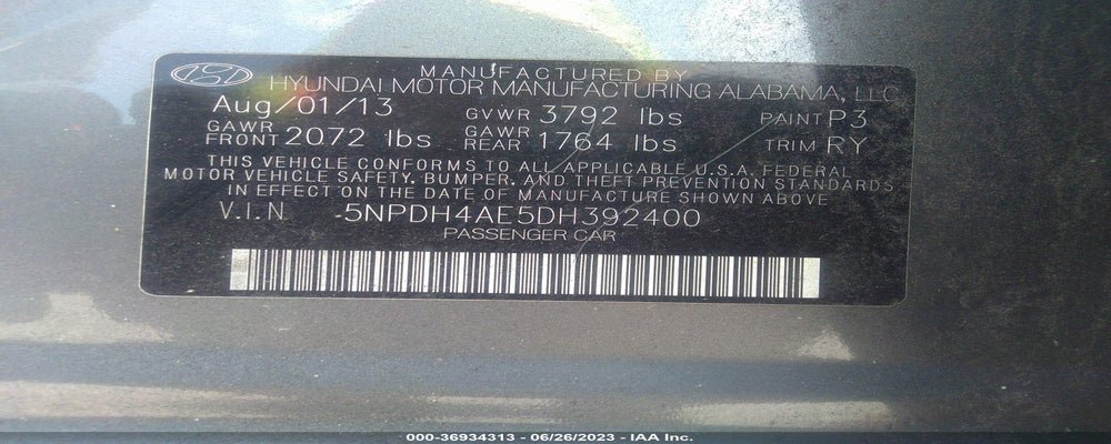 5NPDH4AE5DH392400 2013 HYUNDAI ELANTRA photo no. 9