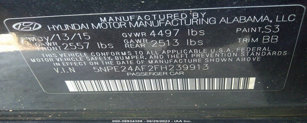 5NPE24AF2FH239913 2015 HYUNDAI SONATA photo no. 9