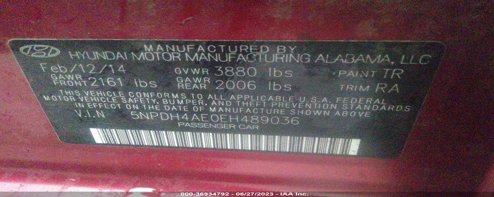 5NPDH4AE0EH489036 2014 HYUNDAI ELANTRA photo no. 9