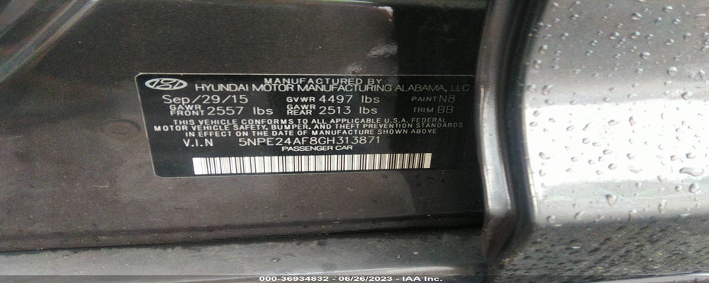 5NPE24AF8GH313871 2016 HYUNDAI SONATA photo no. 9