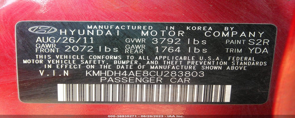KMHDH4AE8CU283803 2012 HYUNDAI ELANTRA photo no. 9