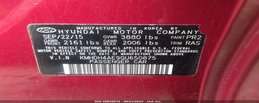 KMHDH4AE9GU650875 2016 HYUNDAI ELANTRA photo no. 9