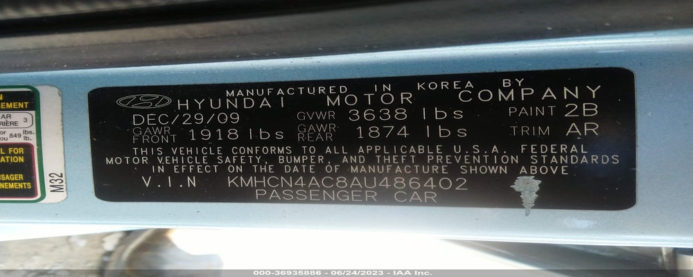 KMHCN4AC8AU486402 2010 HYUNDAI ACCENT photo no. 9