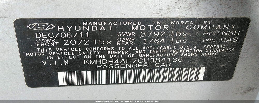 KMHDH4AE7CU384136 2012 HYUNDAI ELANTRA photo no. 9