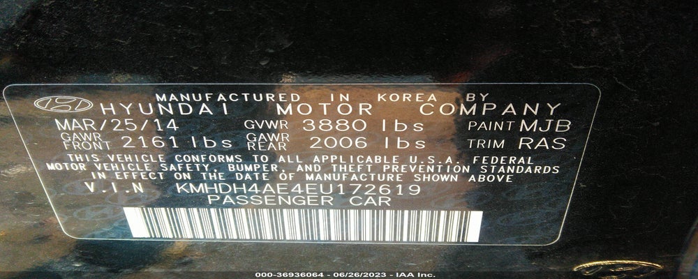 KMHDH4AE4EU172619 2014 HYUNDAI ELANTRA photo no. 9