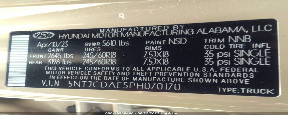 5NTJCDAE5PH070170 2023 HYUNDAI SANTA CRUZ photo no. 9