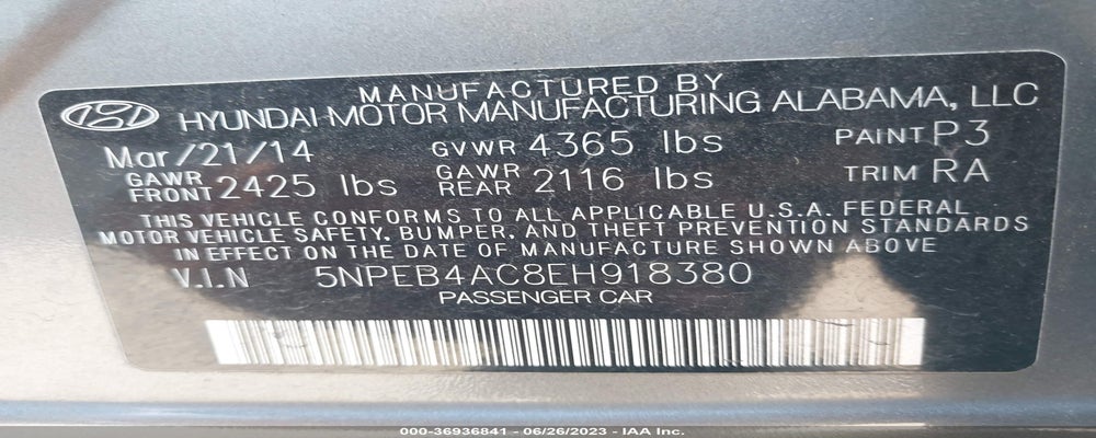 5NPEB4AC8EH918380 2014 HYUNDAI SONATA photo no. 9