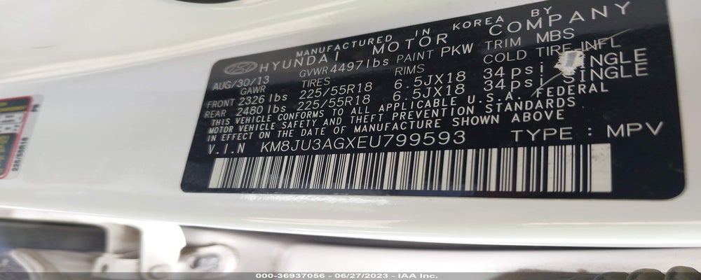 KM8JU3AGXEU799593 2014 HYUNDAI TUCSON photo no. 9