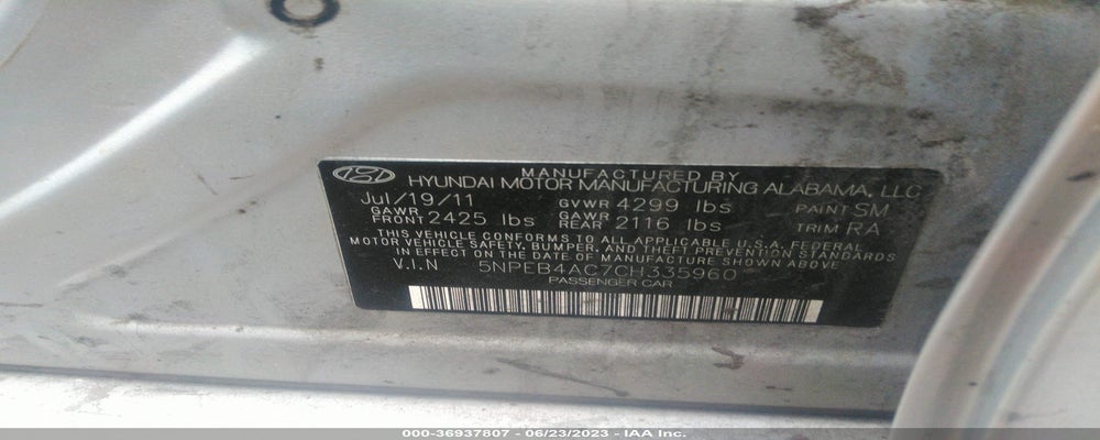 5NPEB4AC7CH335960 2012 HYUNDAI SONATA photo no. 9
