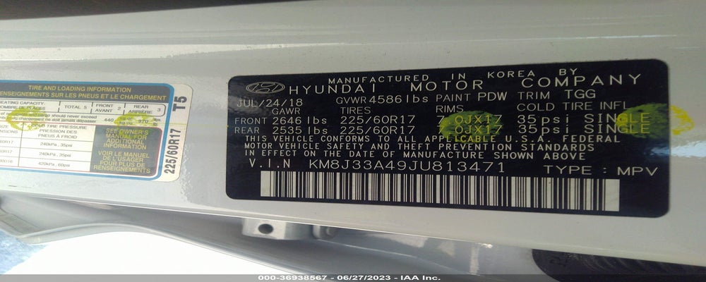 KM8J33A49JU813471 2018 HYUNDAI TUCSON photo no. 9