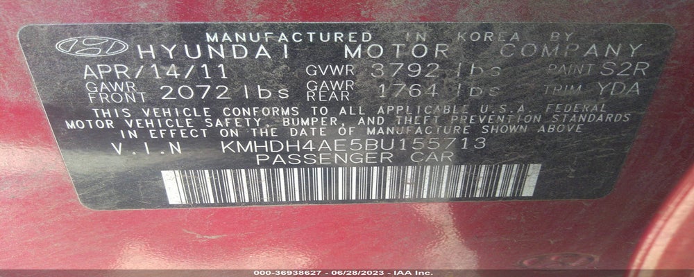 KMHDH4AE5BU155713 2011 HYUNDAI ELANTRA photo no. 9