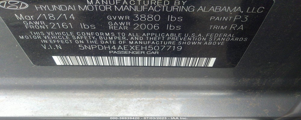 5NPDH4AEXEH507719 2014 HYUNDAI ELANTRA photo no. 9