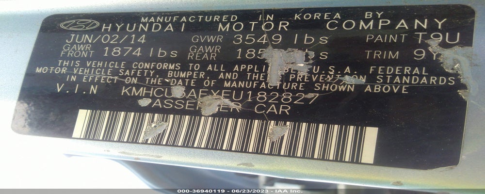 KMHCU5AEXEU182827 2014 HYUNDAI ACCENT photo no. 9