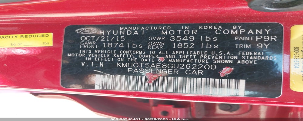 KMHCT5AE8GU262200 2016 HYUNDAI ACCENT photo no. 9