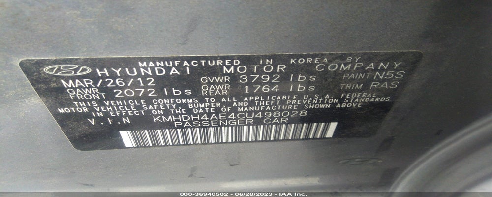 KMHDH4AE4CU498028 2012 HYUNDAI ELANTRA photo no. 9