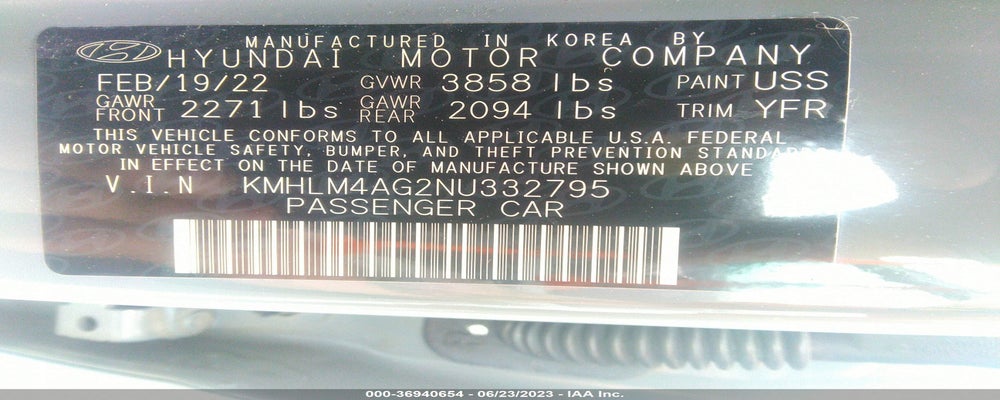 KMHLM4AG2NU332795 2022 HYUNDAI ELANTRA photo no. 9