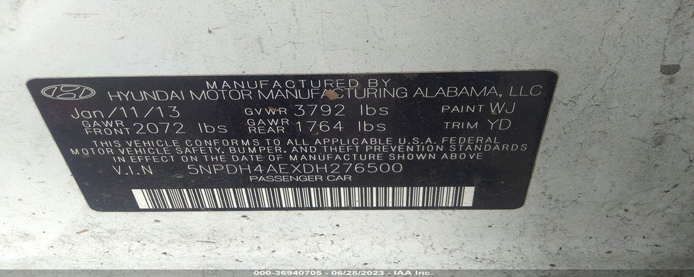 5NPDH4AEXDH276500 2013 HYUNDAI ELANTRA photo no. 9