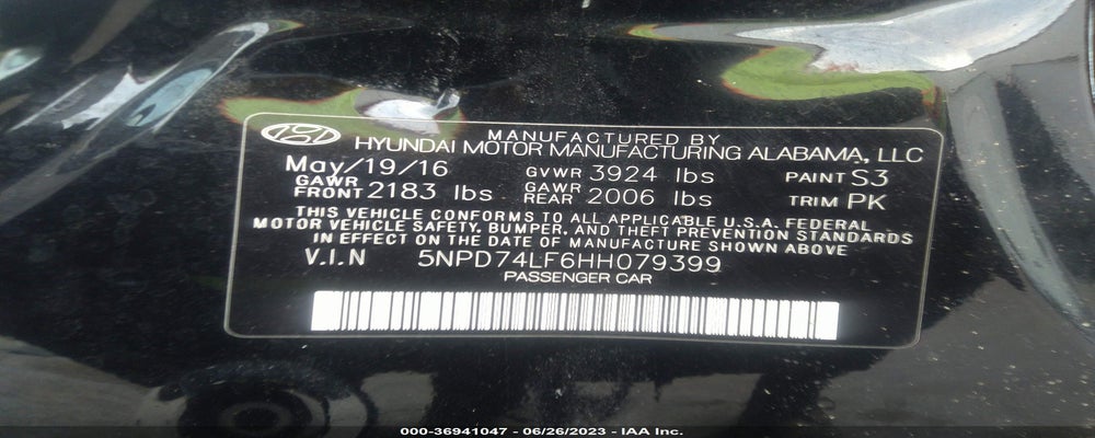 5NPD74LF6HH079399 2017 HYUNDAI ELANTRA photo no. 9