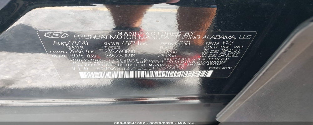 5NMS33AD0LH269459 2020 HYUNDAI SANTA FE photo no. 9