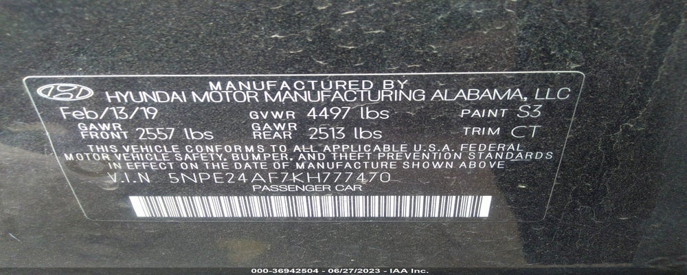 5NPE24AF7KH777470 2019 HYUNDAI SONATA photo no. 9
