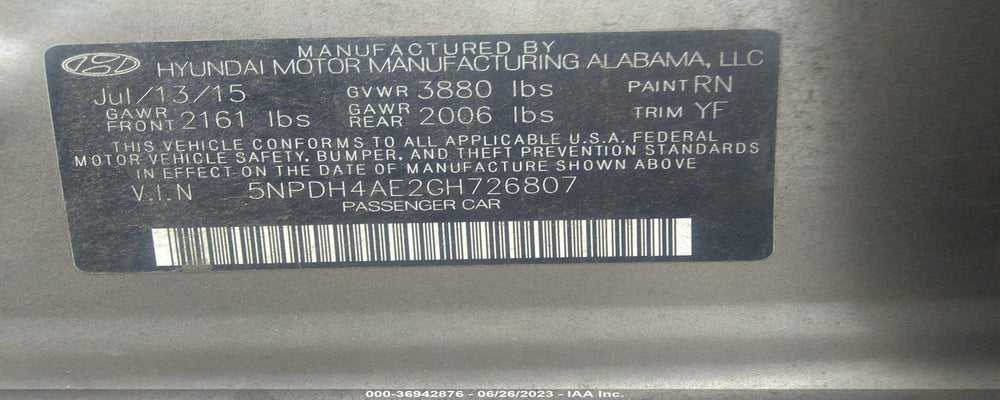 5NPDH4AE2GH726807 2016 HYUNDAI ELANTRA photo no. 9