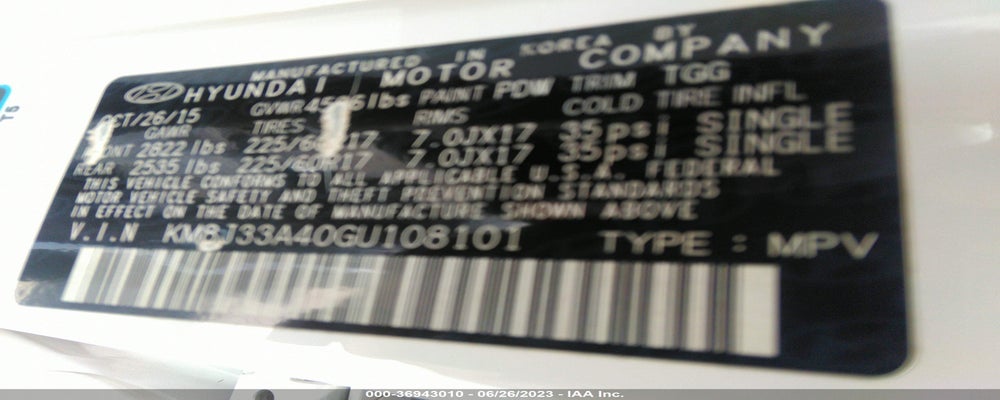 KM8J33A40GU108101 2016 HYUNDAI TUCSON photo no. 9