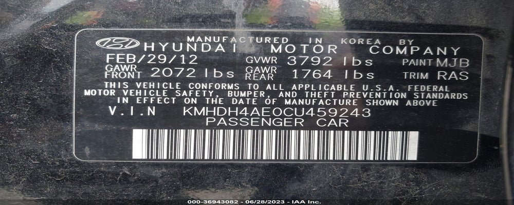 KMHDH4AE0CU459243 2012 HYUNDAI ELANTRA photo no. 9