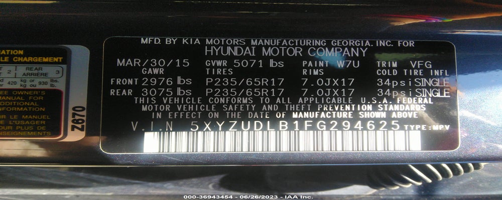 5XYZUDLB1FG294625 2015 HYUNDAI SANTA FE SPORT photo no. 9