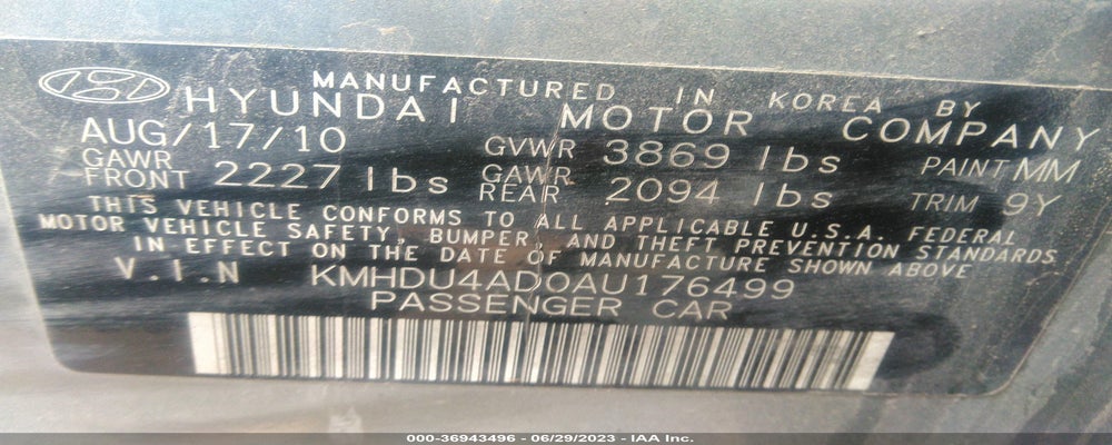 KMHDU4AD0AU176499 2010 HYUNDAI ELANTRA photo no. 9
