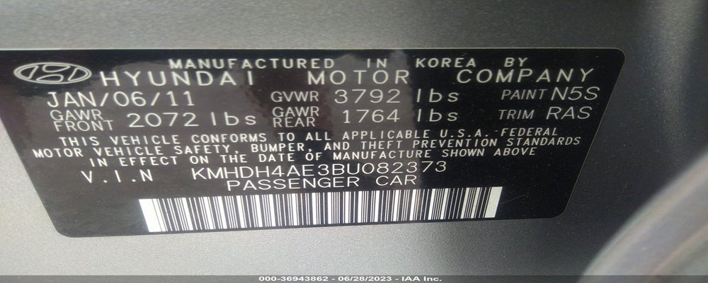 KMHDH4AE3BU082373 2011 HYUNDAI ELANTRA photo no. 9