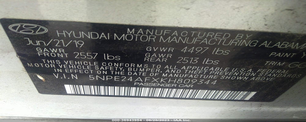 5NPE24AFXKH809344 2019 HYUNDAI SONATA photo no. 9