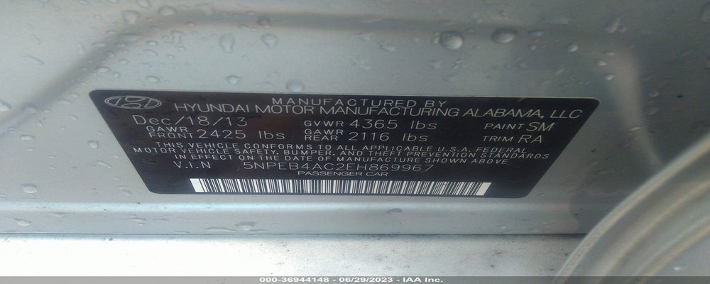 5NPEB4AC2EH869967 2014 HYUNDAI SONATA photo no. 9