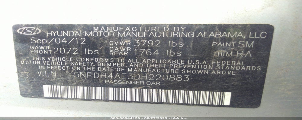 5NPDH4AE3DH220883 2013 HYUNDAI ELANTRA photo no. 9