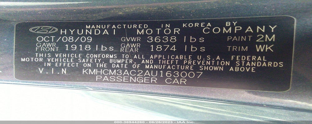 KMHCM3AC2AU163007 2010 HYUNDAI ACCENT photo no. 9