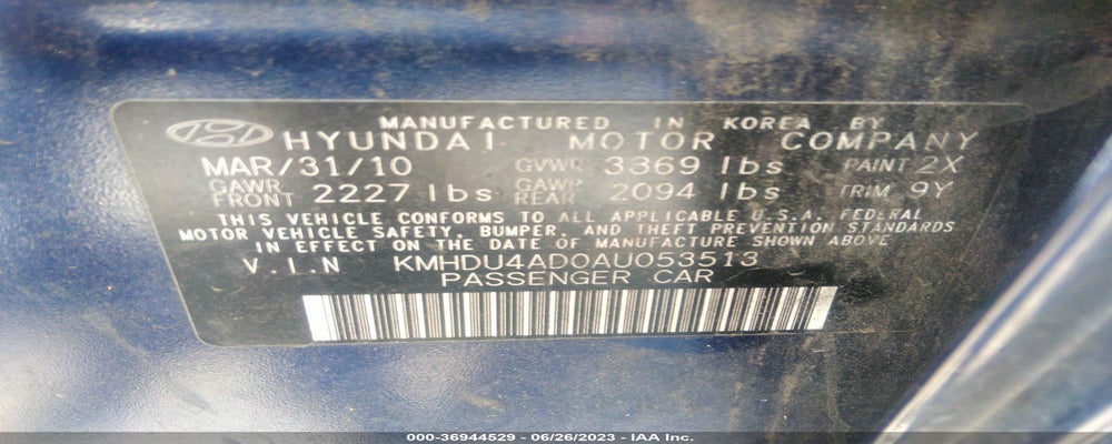 KMHDU4AD0AU053513 2010 HYUNDAI ELANTRA photo no. 9