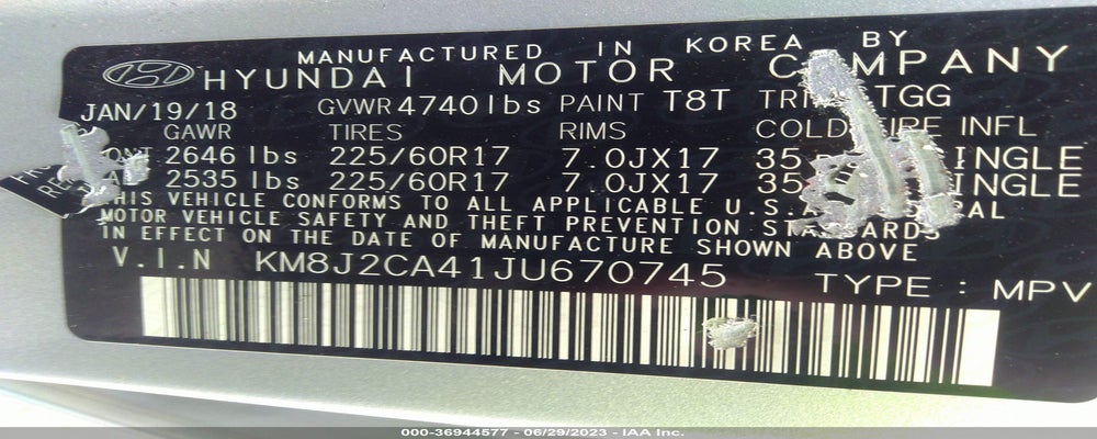 KM8J2CA41JU670745 2018 HYUNDAI TUCSON photo no. 9