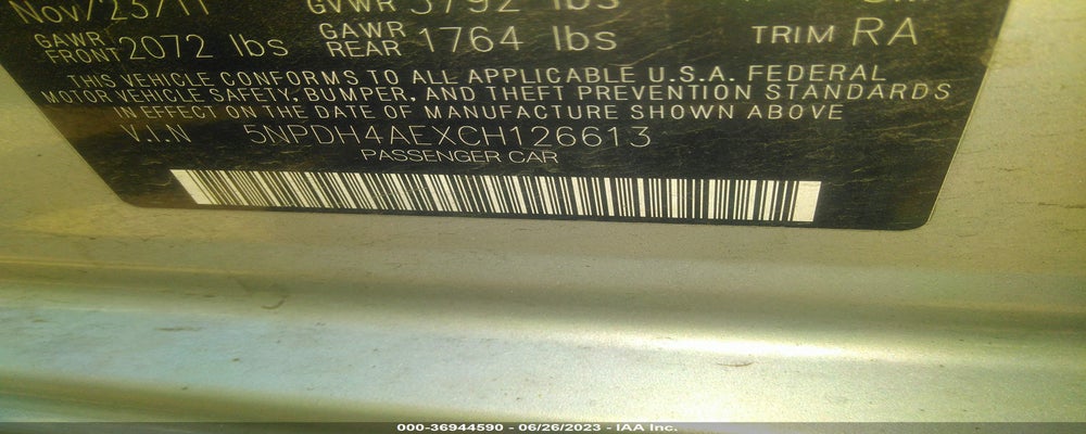5NPDH4AEXCH126613 2012 HYUNDAI ELANTRA photo no. 9