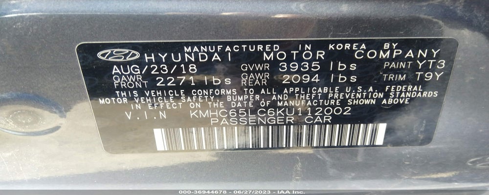 KMHC65LC6KU112002 2019 HYUNDAI IONIQ HYBRID photo no. 9