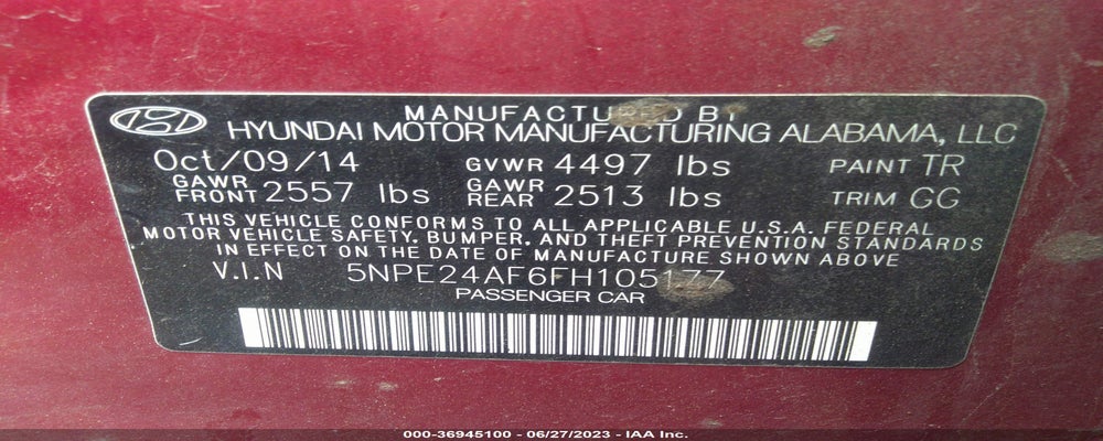 5NPE24AF6FH105177 2015 HYUNDAI SONATA photo no. 9