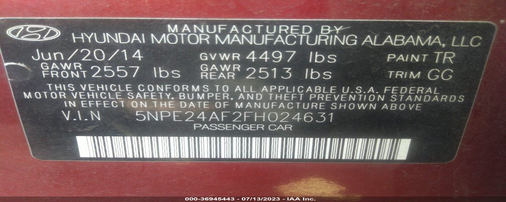 5NPE24AF2FH024631 2015 HYUNDAI SONATA photo no. 9