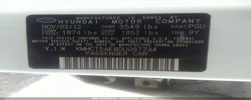 KMHCT5AE8DU087734 2013 HYUNDAI ACCENT photo no. 9