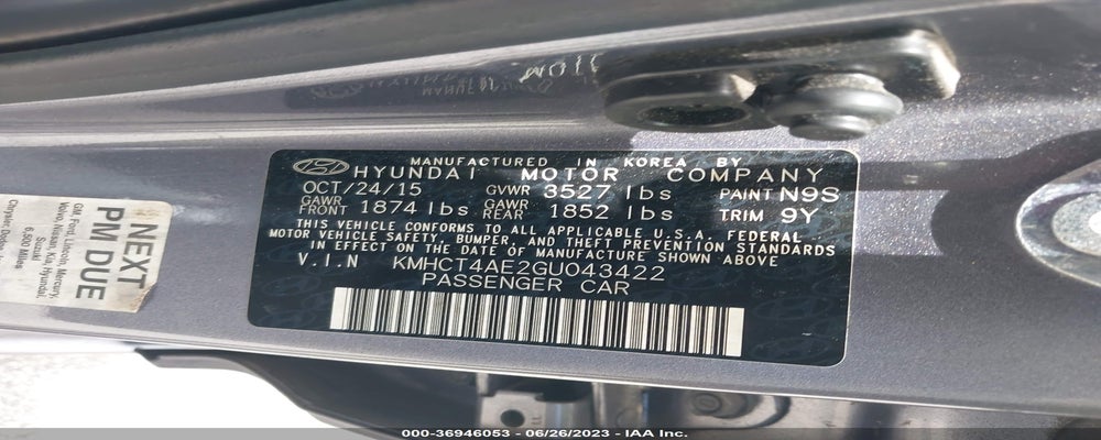 KMHCT4AE2GU043422 2016 HYUNDAI ACCENT photo no. 9
