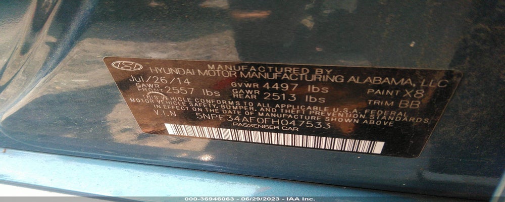 5NPE34AF0FH047533 2015 HYUNDAI SONATA photo no. 9