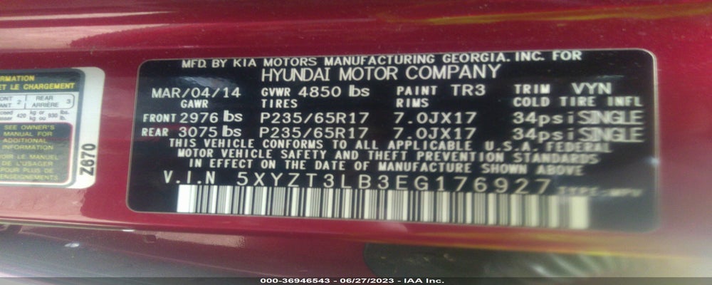 5XYZT3LB3EG176927 2014 HYUNDAI SANTA FE SPORT photo no. 9