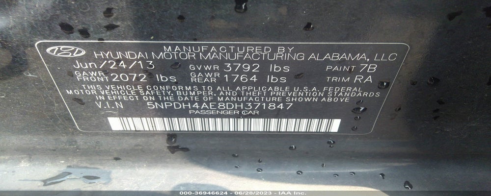 5NPDH4AE8DH371847 2013 HYUNDAI ELANTRA photo no. 9