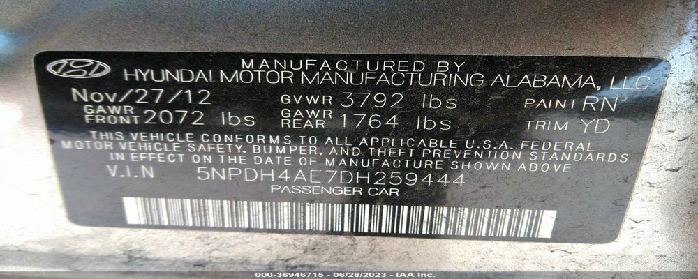 5NPDH4AE7DH259444 2013 HYUNDAI ELANTRA photo no. 9