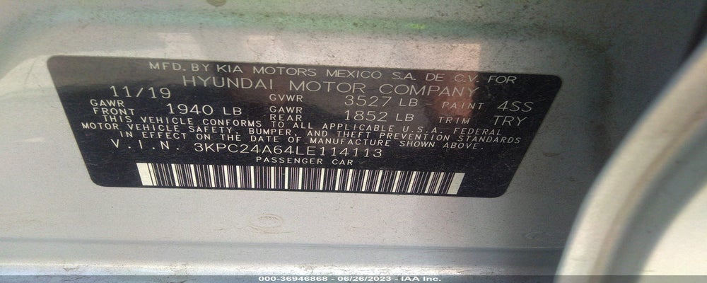 3KPC24A64LE114113 2020 HYUNDAI ACCENT photo no. 9
