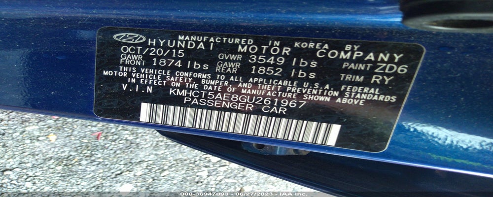 KMHCT5AE8GU261967 2016 HYUNDAI ACCENT photo no. 9